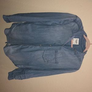 Long sleeved jean button up shirt